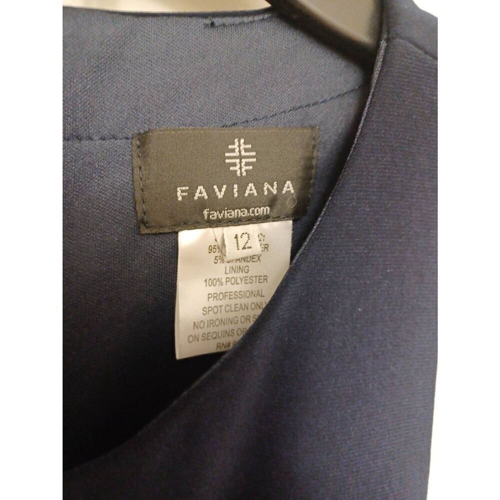 Faviana Short Sleeveless Dress with Side and Back Cut-Outs Color Navy Blue Size - Picture 3 of 5